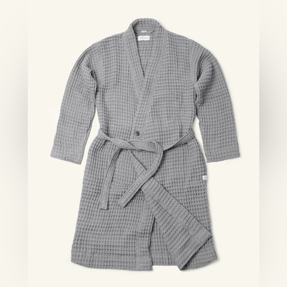 NEW MY HAPPY PLACE - Organic Turkish Cotton Grey Waffle River Size Small -  $120